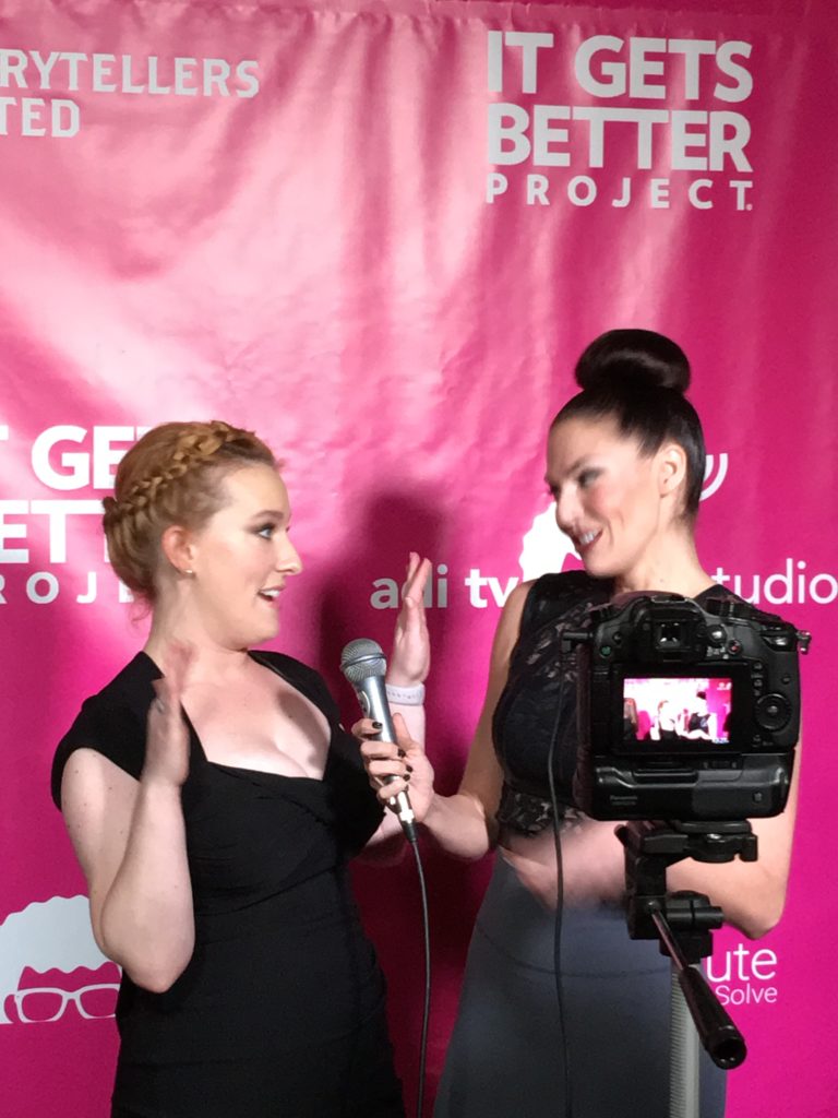 Jennifer Coté on the "pink carpet" with It Gets Better Project. #itgetsbetter